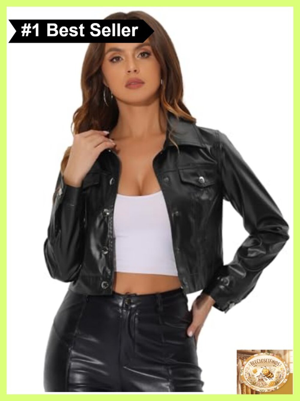 Metallic Biker Jacket Faux Leather Crop Moto Party Club